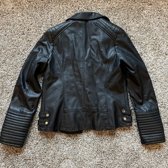 Art Class Faux Leather Black Moto Jacket zip up motorcycle biker coat Size XL - Picture 5 of 9